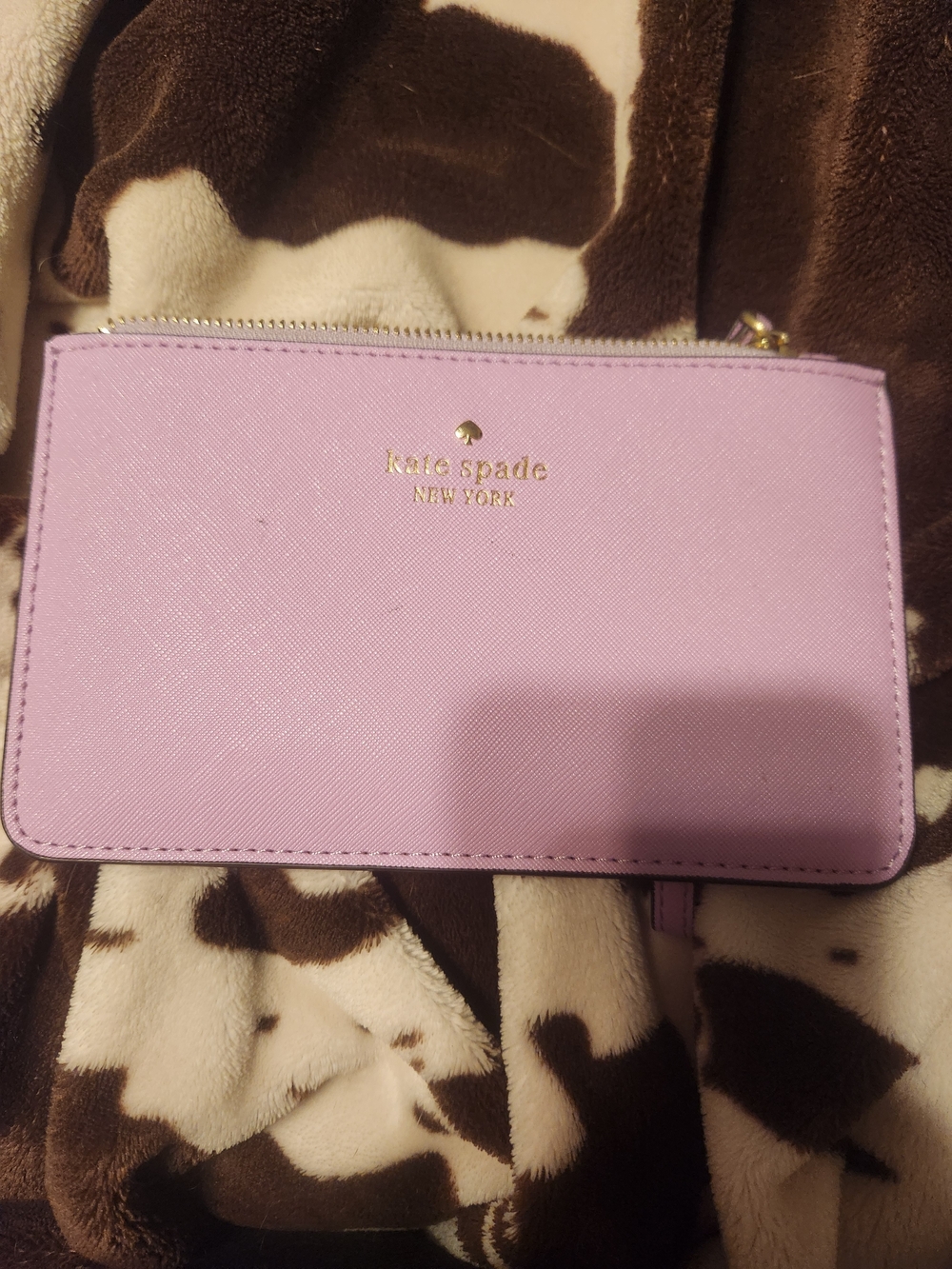 kate spade Lilac Saffiano Leather Wristlet with Gold Logo
